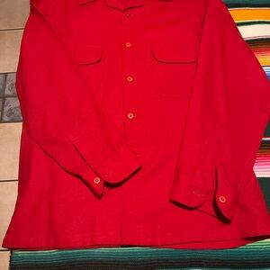 Vibrant Red Button-Up Shirt